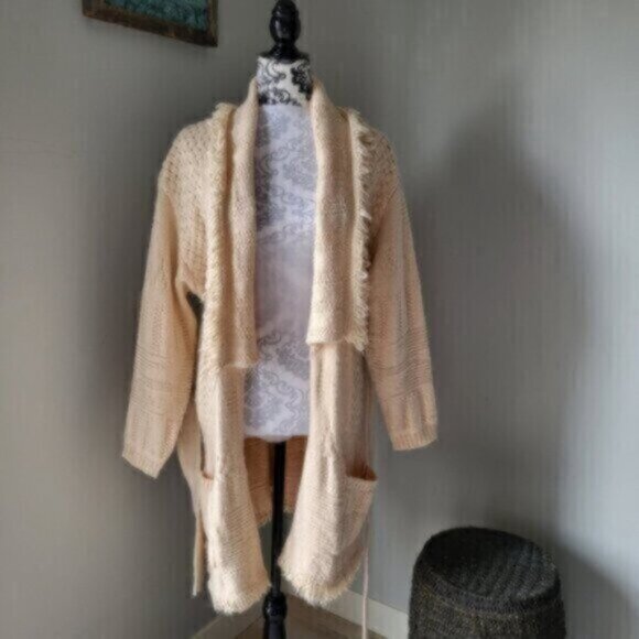 ESQUALO Fringe Knit Cardigan Sweater NWT Women's Sz Lrg - Picture 4 of 14